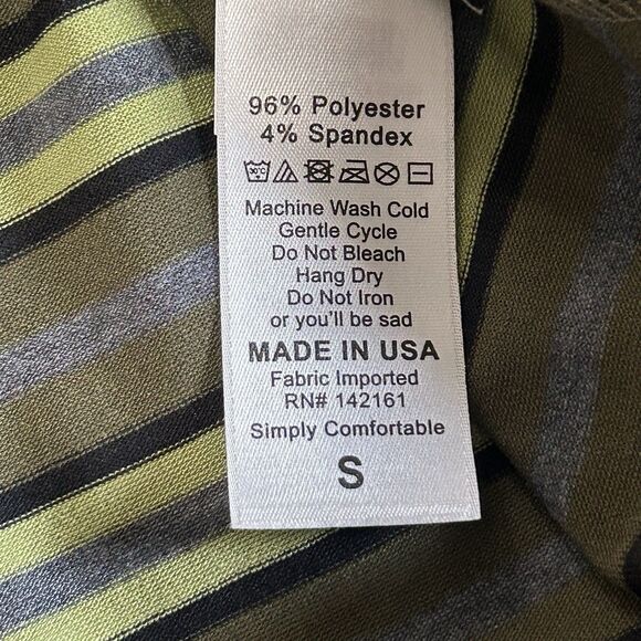 LulaRoe Women’s Striped Army Green Flare Sleeve Maurine Dress Size Small NEW - Picture 11 of 13